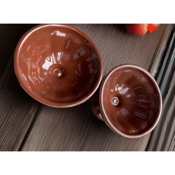 (2) Hershey's Brown Pedestal Style Ice Cream Bowls by Houston Harvest Hershey - Picture 10 of 11